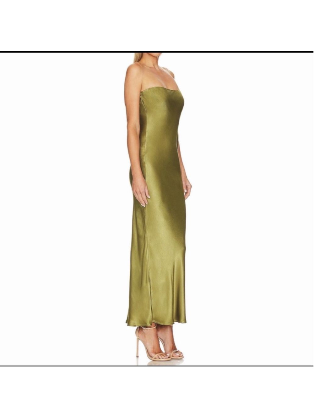 SNDYS x REVOLVE Angel Strapless Midi Dress in Olive Green 6/M NWT $94 - Picture 2 of 9